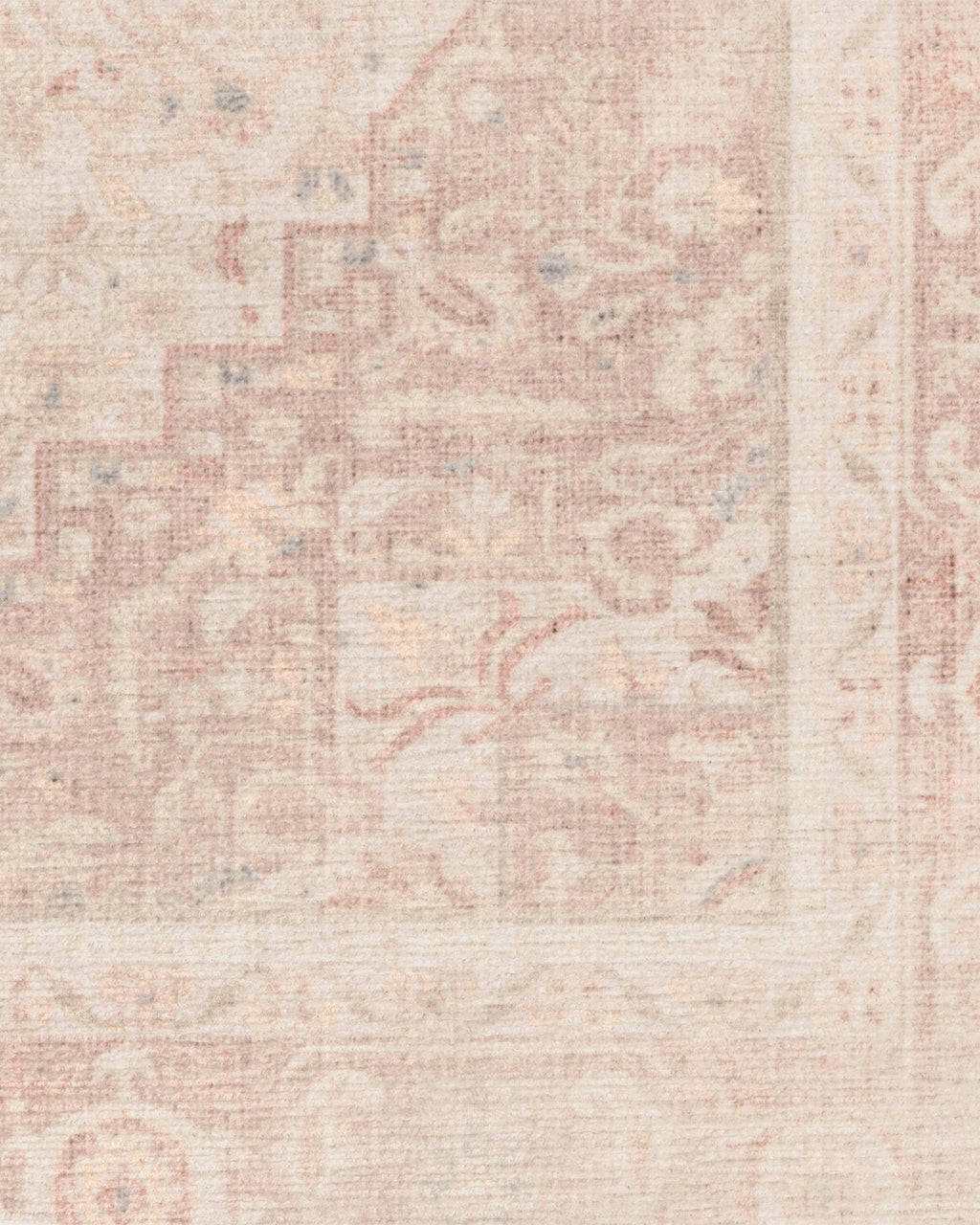 Tapis plat tissé romantique antique à motif géométrique médaillon rose pâle lavable, fond ombré pour chambre et chambre d'enfant