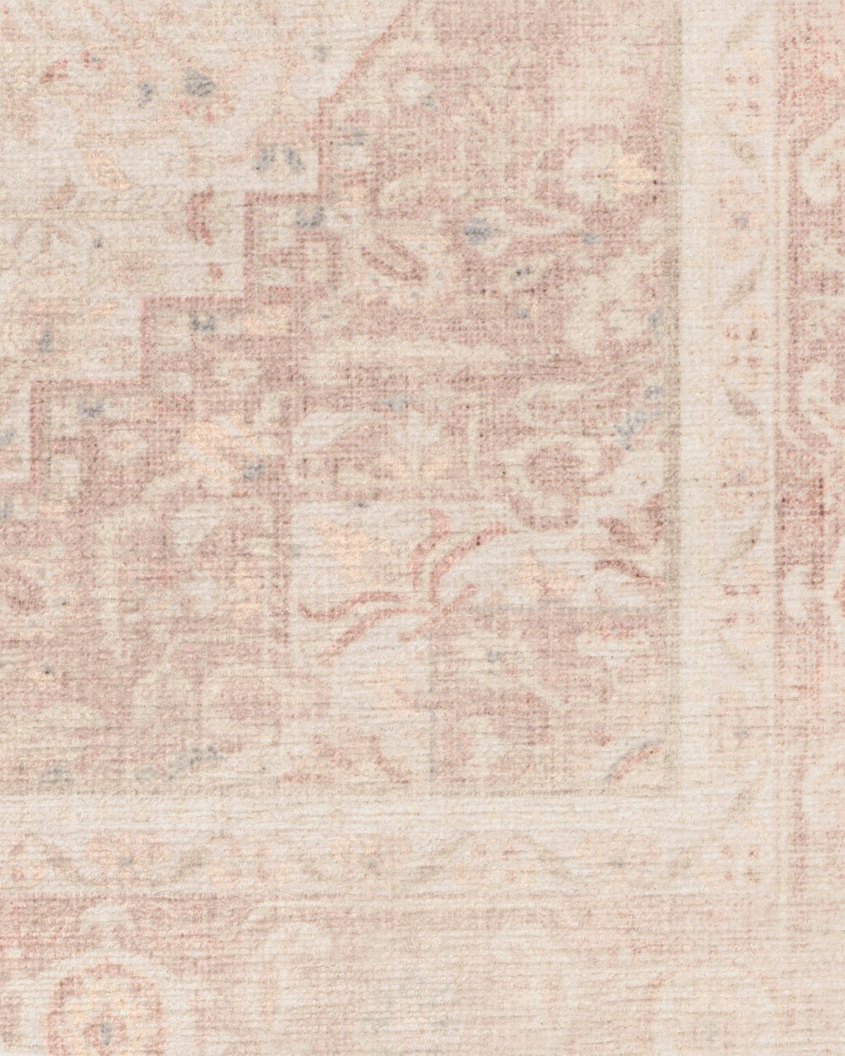 Tapis plat tissé romantique antique à motif géométrique médaillon rose pâle lavable, fond ombré pour chambre et chambre d'enfant