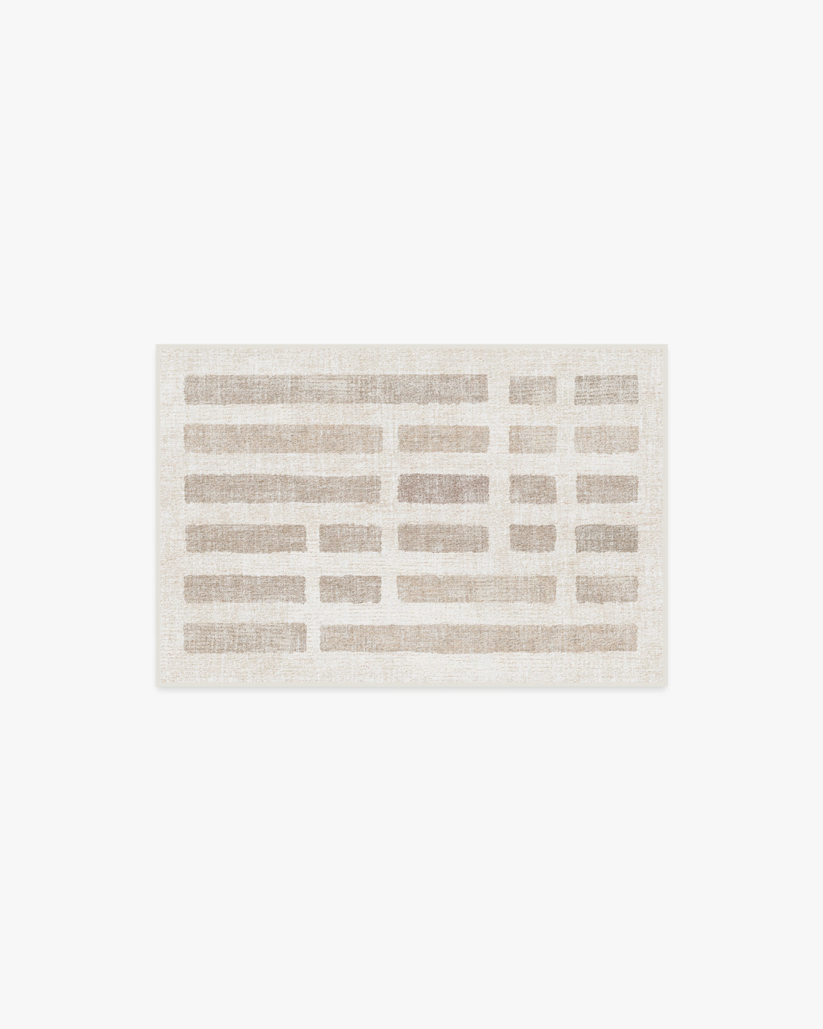 Tapis plat moderne et décontracté avec motif lavable en briques ivoire naturel, idéal pour le salon et la chambre.