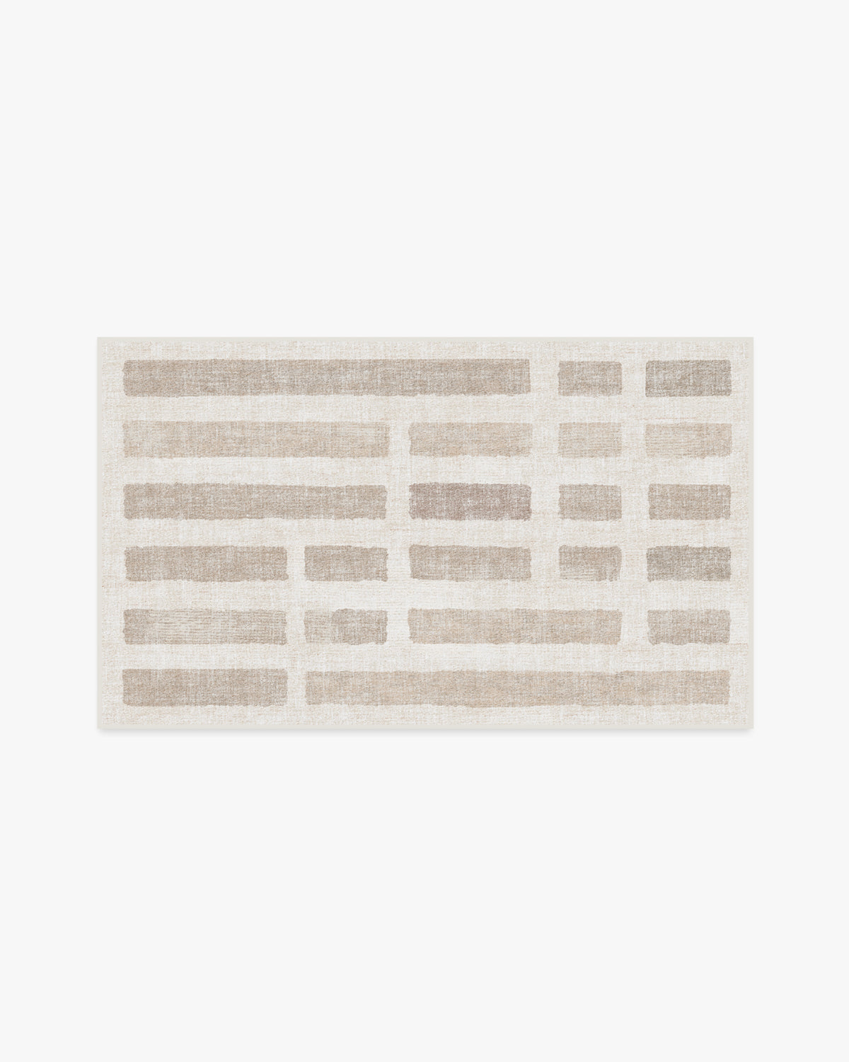 Tapis plat moderne et décontracté avec motif lavable en briques ivoire naturel, idéal pour le salon et la chambre.