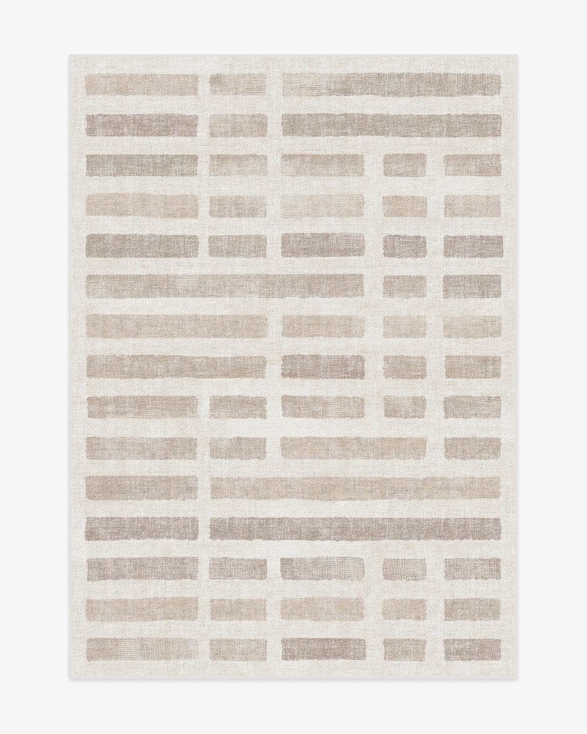 Tapis plat moderne et décontracté avec motif lavable en briques ivoire naturel, idéal pour le salon et la chambre.