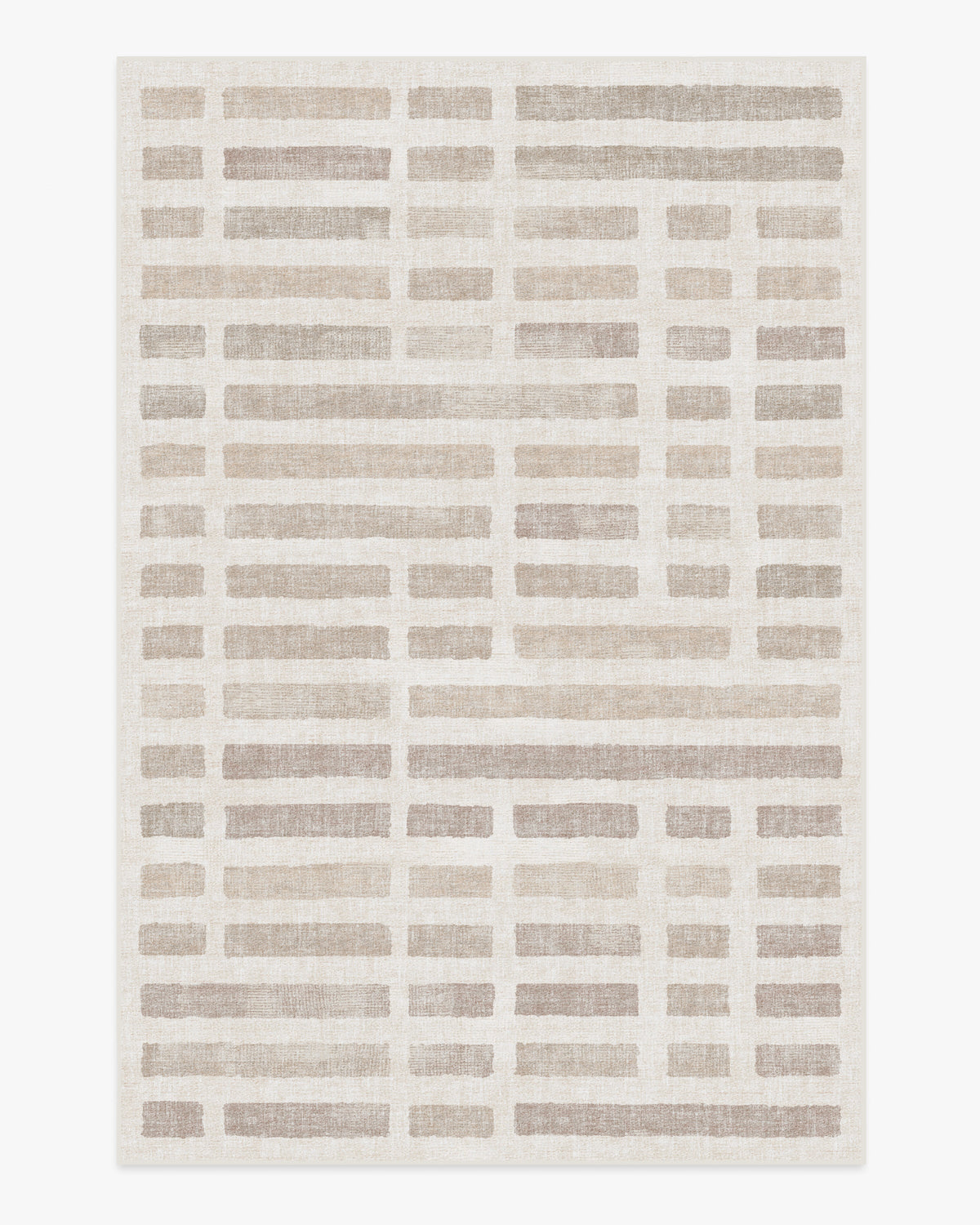 Tapis plat moderne et décontracté avec motif lavable en briques ivoire naturel, idéal pour le salon et la chambre.