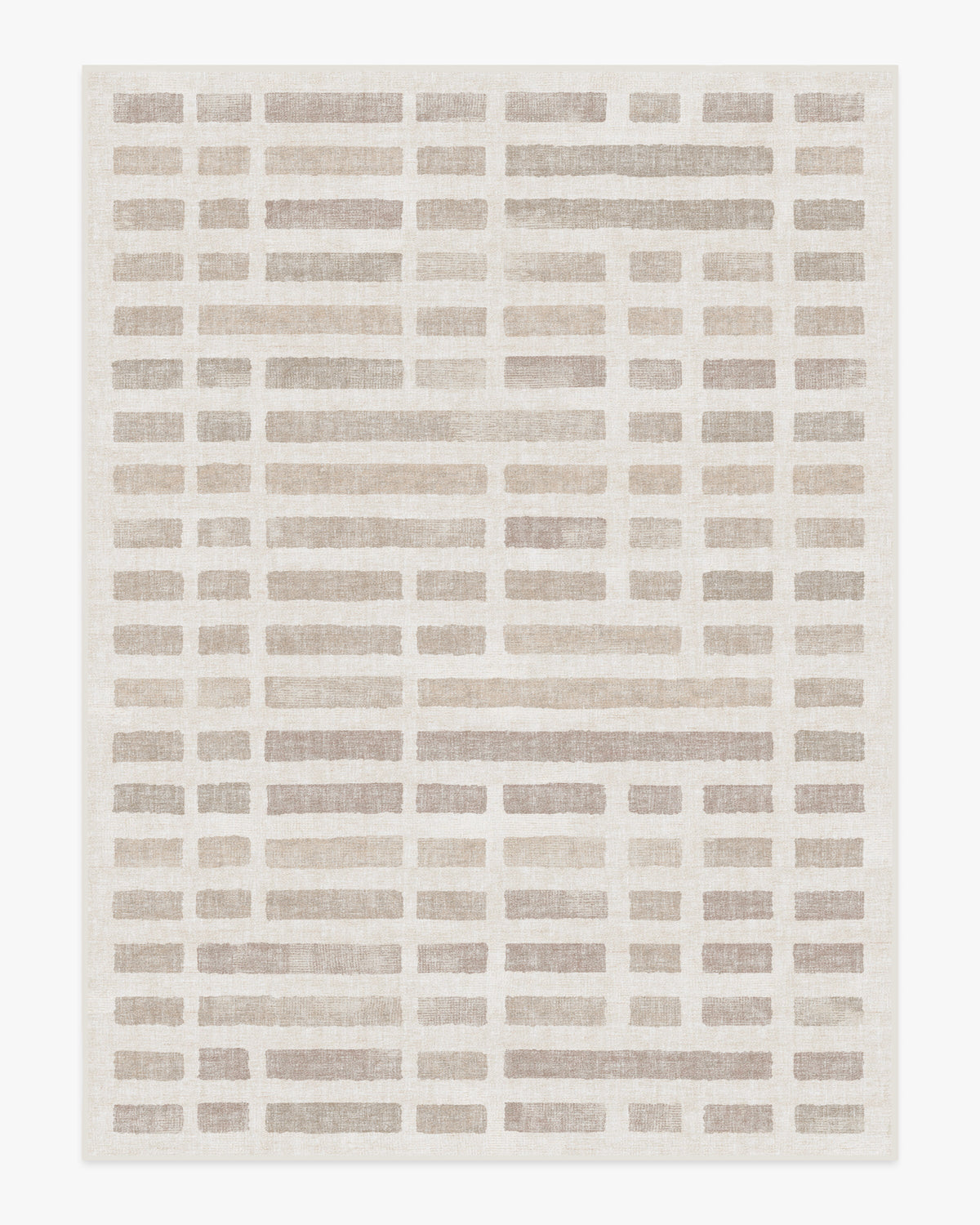 Tapis plat moderne et décontracté avec motif lavable en briques ivoire naturel, idéal pour le salon et la chambre.