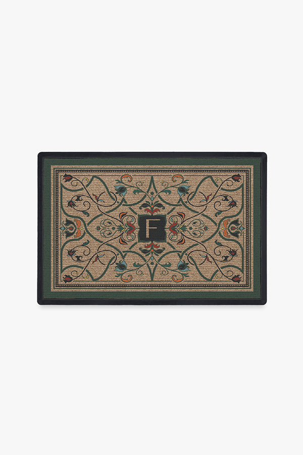 Paillasson Lavable en Tissu Floral Botanique avec Motif Personnalisé Lettre Vigne Fleur pour Entrée et Porche