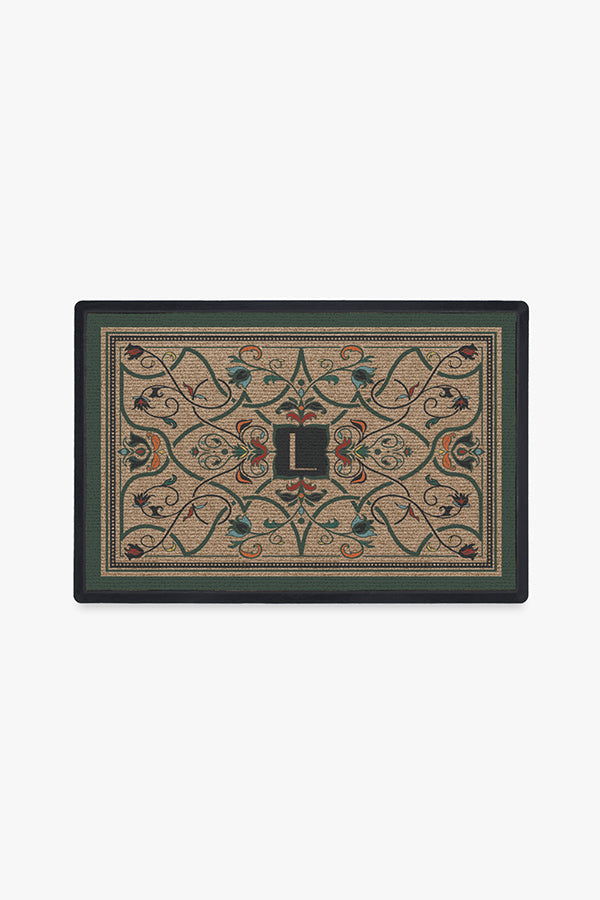 Paillasson Lavable en Tissu Floral Botanique avec Motif Personnalisé Lettre Vigne Fleur pour Entrée et Porche