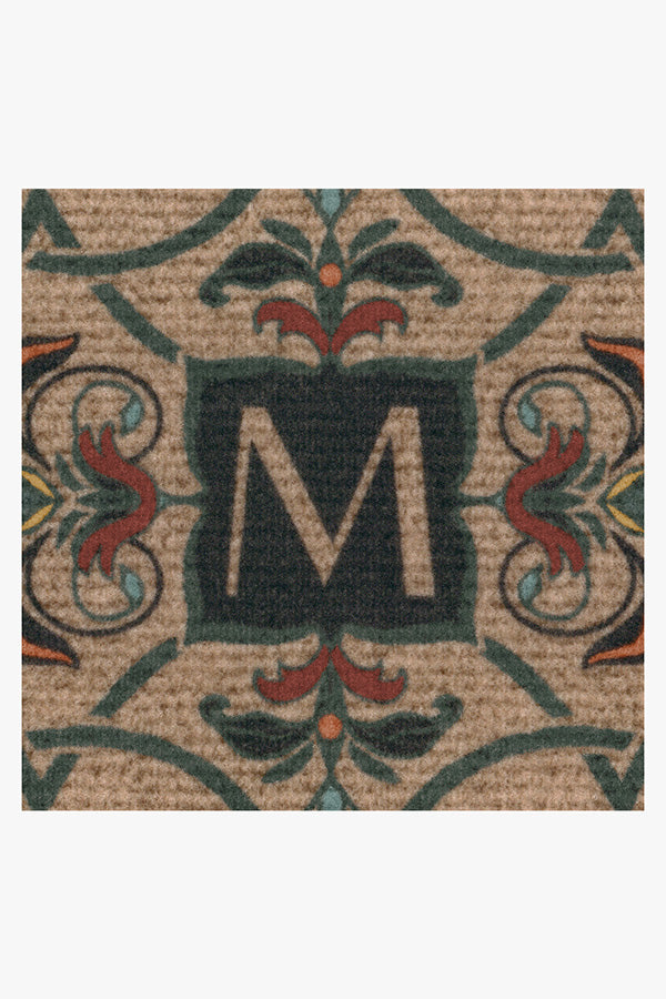 Paillasson Lavable en Tissu Floral Botanique avec Motif Personnalisé Lettre Vigne Fleur pour Entrée et Porche
