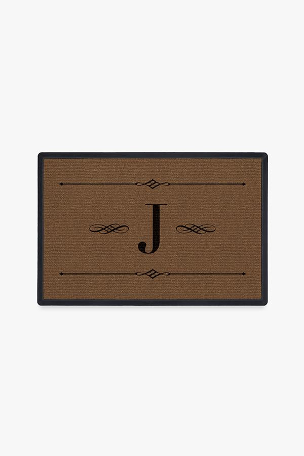 Paillasson lavable simple et personnalisé avec motif initial audacieux pour entrée et porche