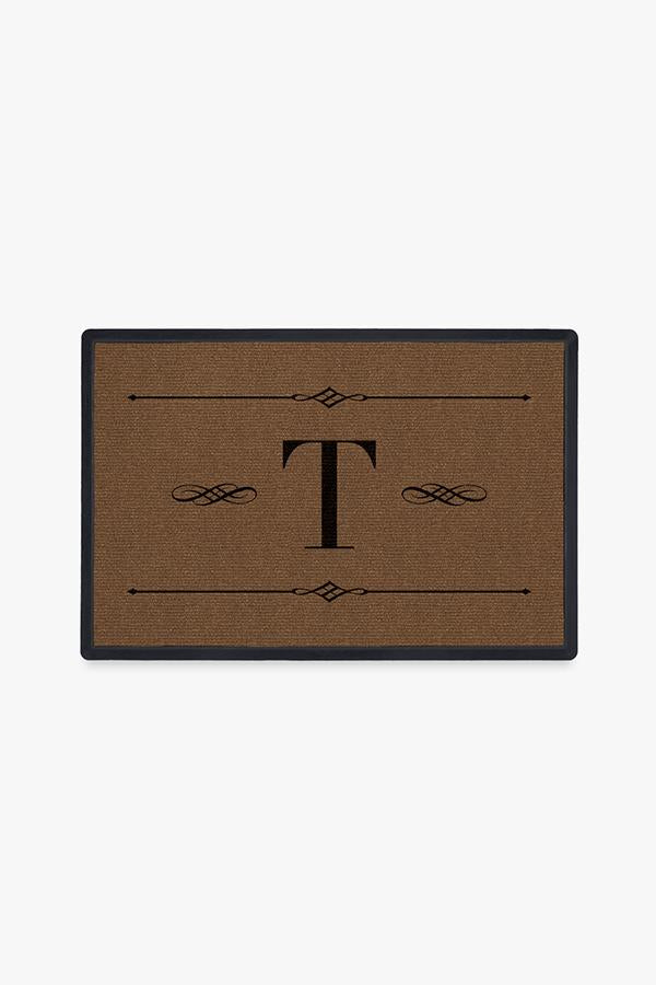 Paillasson lavable simple et personnalisé avec motif initial audacieux pour entrée et porche