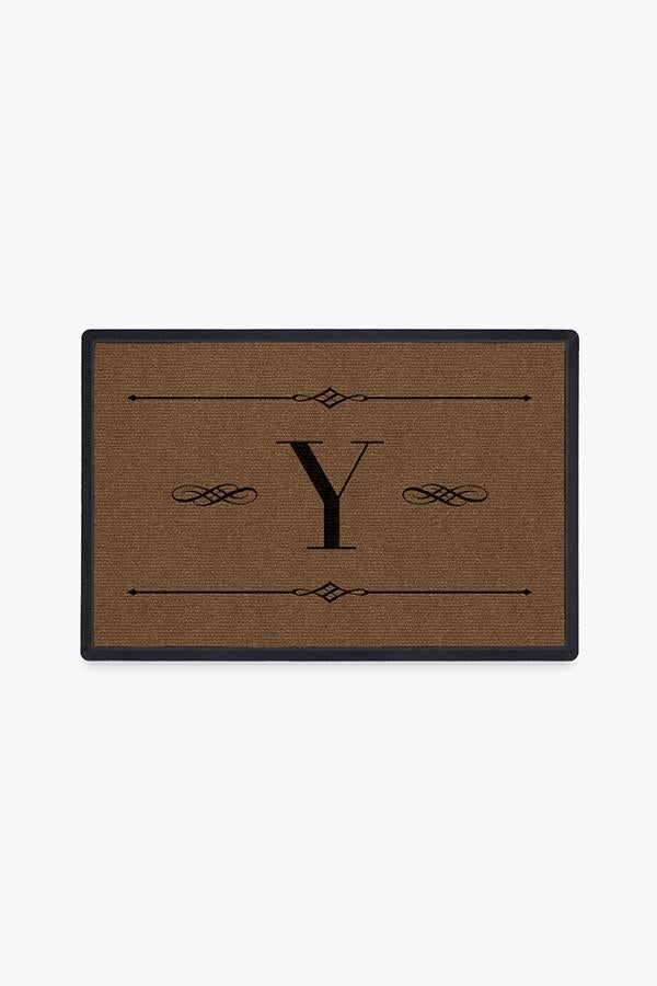 Paillasson lavable simple et personnalisé avec motif initial audacieux pour entrée et porche