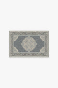 Tapis tissé plat à motifs persans avec silhouette florale cachée crème et sauge pour chambre d'enfant et salon