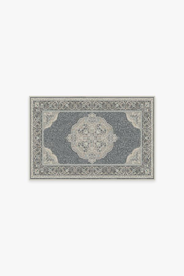 Tapis tissé plat à motifs persans avec silhouette florale cachée crème et sauge pour chambre d'enfant et salon