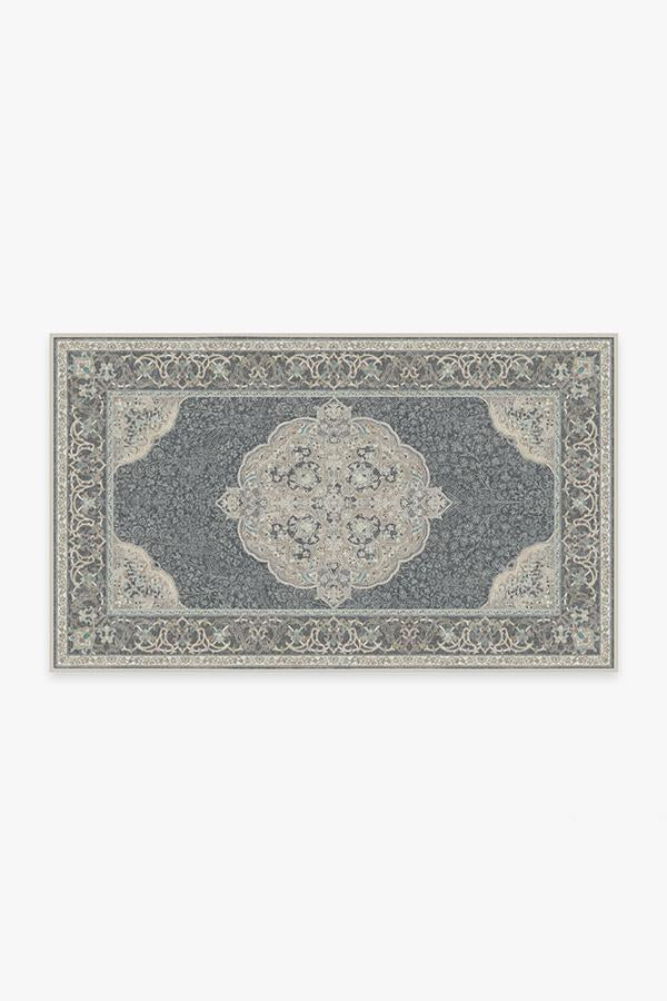 Tapis tissé plat à motifs persans avec silhouette florale cachée crème et sauge pour chambre d'enfant et salon