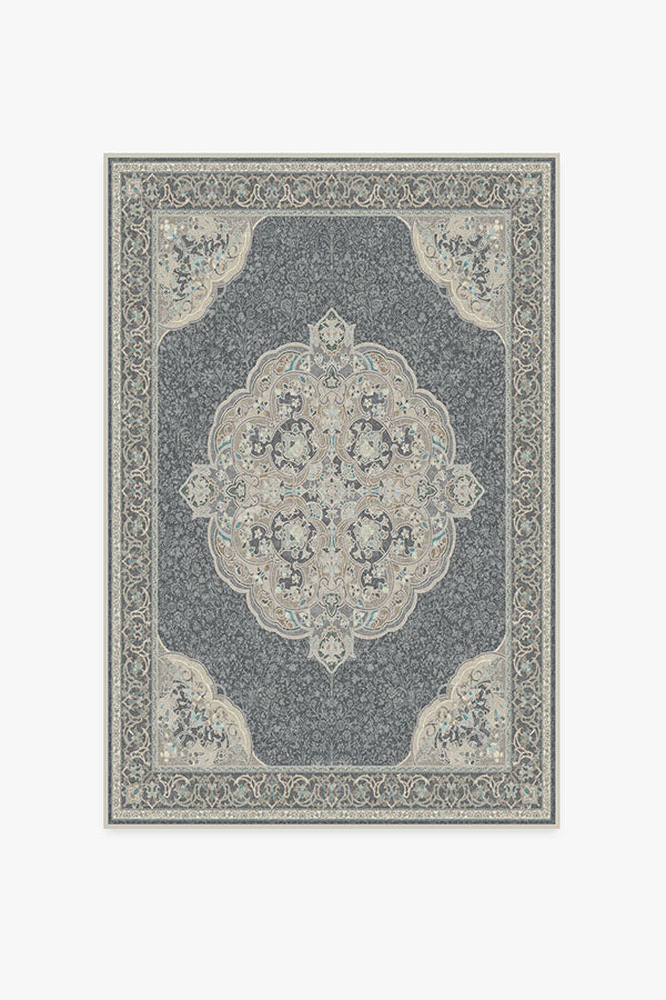 Tapis tissé plat à motifs persans avec silhouette florale cachée crème et sauge pour chambre d'enfant et salon