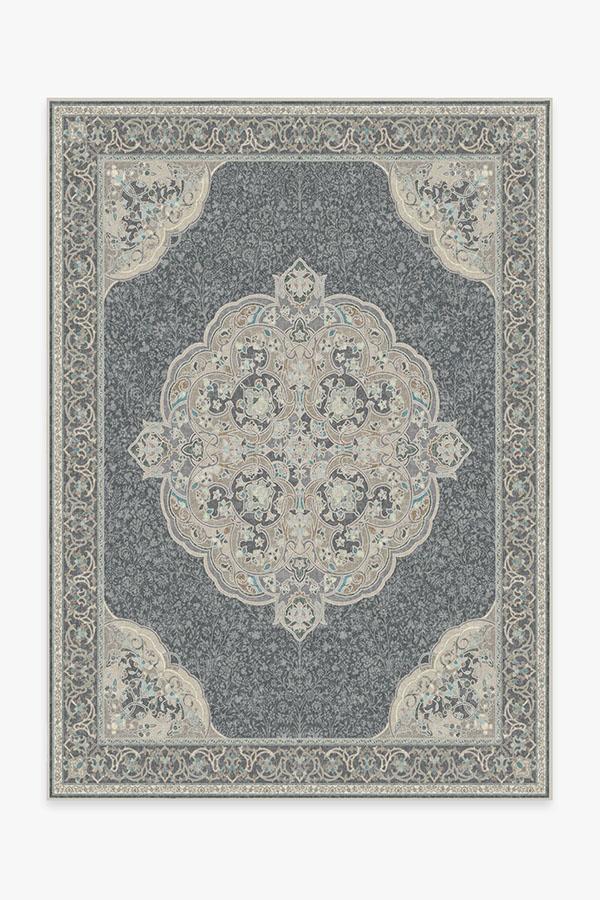 Tapis tissé plat à motifs persans avec silhouette florale cachée crème et sauge pour chambre d'enfant et salon