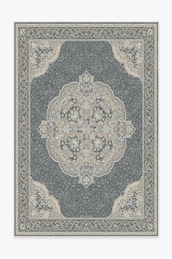 Tapis tissé plat à motifs persans avec silhouette florale cachée crème et sauge pour chambre d'enfant et salon
