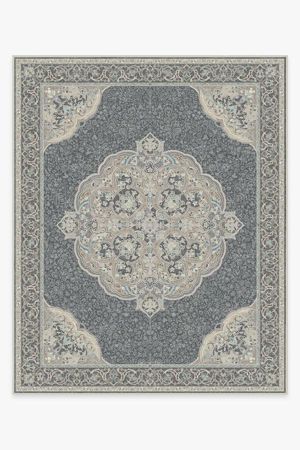 Tapis tissé plat à motifs persans avec silhouette florale cachée crème et sauge pour chambre d'enfant et salon