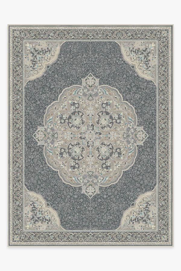 Tapis tissé plat à motifs persans avec silhouette florale cachée crème et sauge pour chambre d'enfant et salon