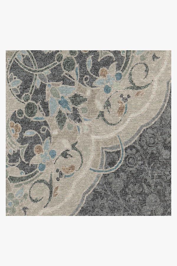 Tapis tissé plat à motifs persans avec silhouette florale cachée crème et sauge pour chambre d'enfant et salon