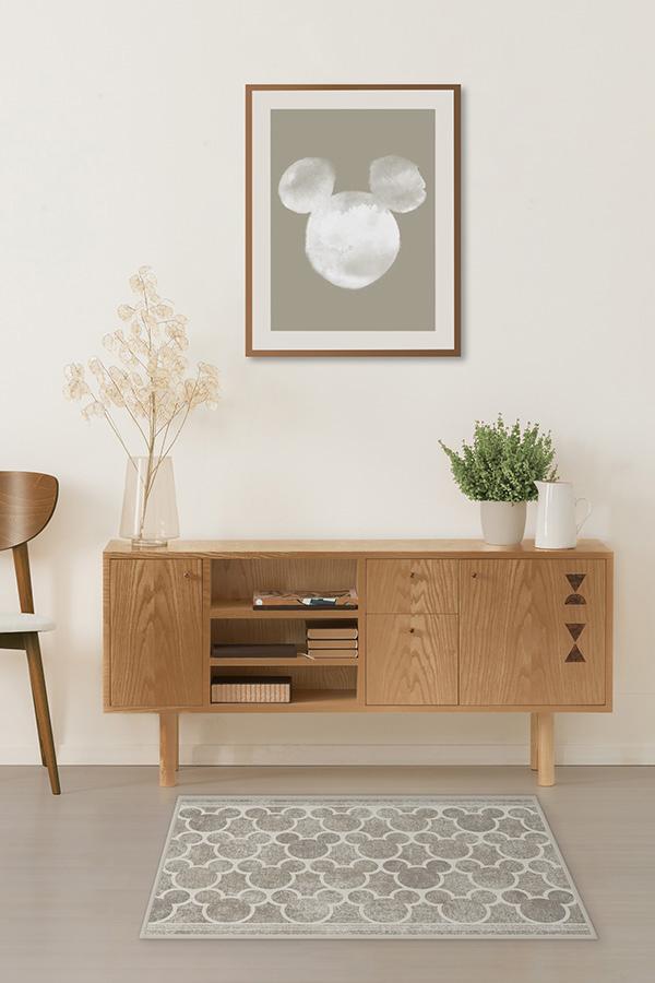 Tapis plat tissé de caractère moderne avec silhouette de treillis sur toute la surface en gris cendré pour chambre d'enfant et salon