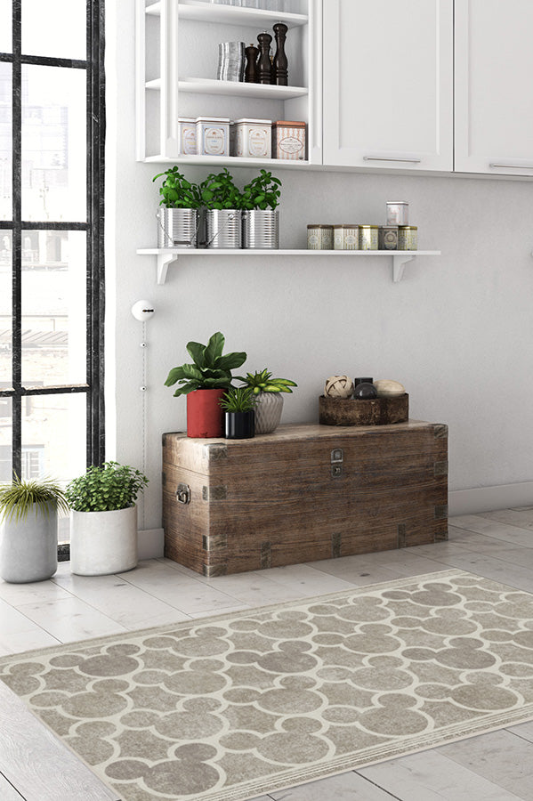 Tapis plat tissé de caractère moderne avec silhouette de treillis sur toute la surface en gris cendré pour chambre d'enfant et salon