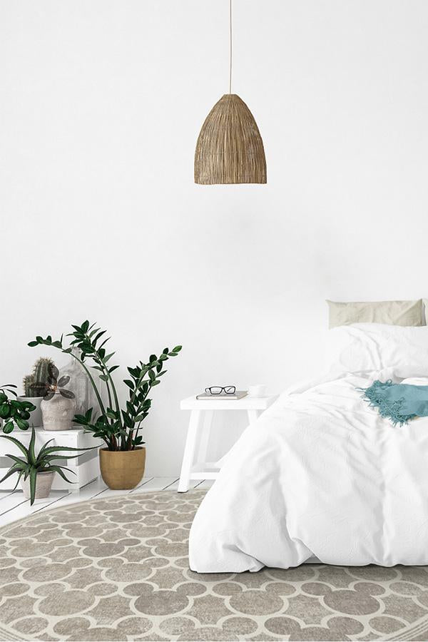 Tapis plat tissé de caractère moderne avec silhouette de treillis sur toute la surface en gris cendré pour chambre d'enfant et salon
