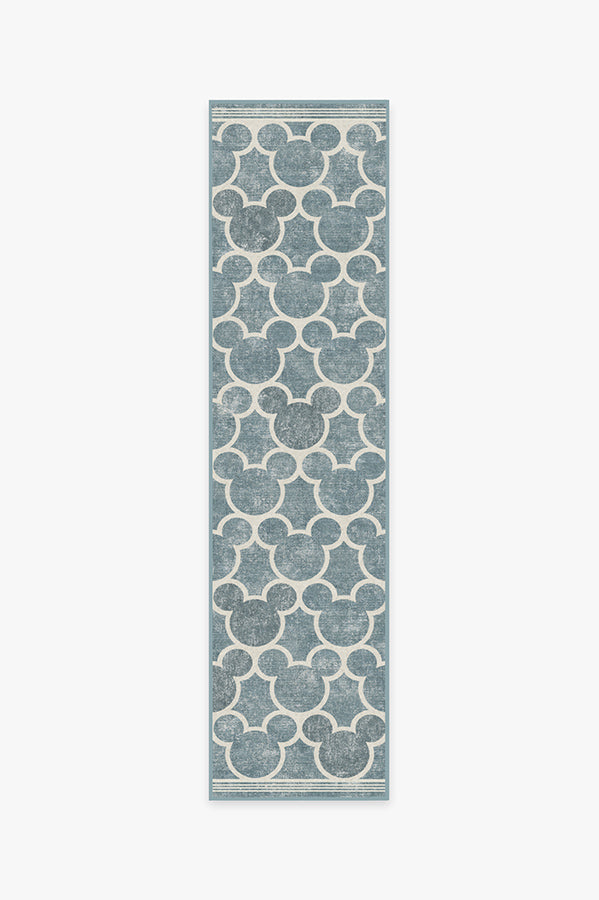 Tapis plat tissé de caractère moderne avec motif silhouette à treillis en bleu ardoise pour chambre d'enfant et salon