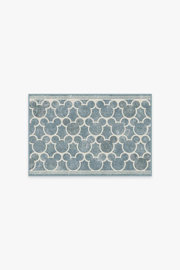 Tapis plat tissé de caractère moderne avec motif silhouette à treillis en bleu ardoise pour chambre d'enfant et salon