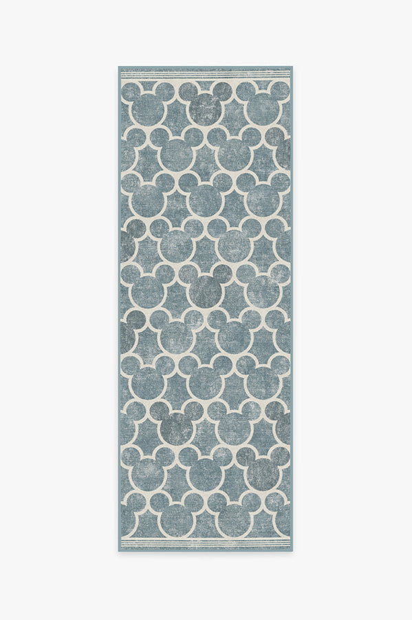 Tapis plat tissé de caractère moderne avec motif silhouette à treillis en bleu ardoise pour chambre d'enfant et salon