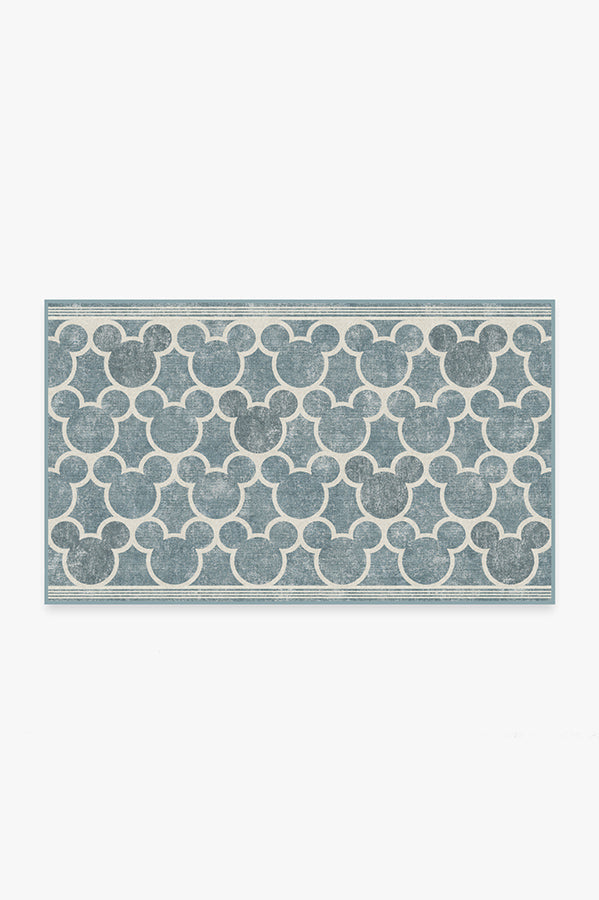 Tapis plat tissé de caractère moderne avec motif silhouette à treillis en bleu ardoise pour chambre d'enfant et salon