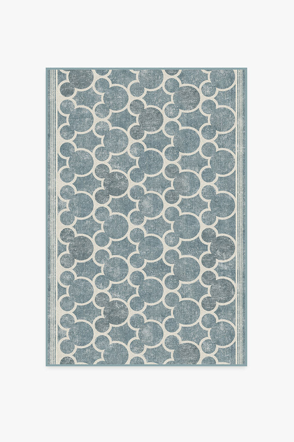 Tapis plat tissé de caractère moderne avec motif silhouette à treillis en bleu ardoise pour chambre d'enfant et salon