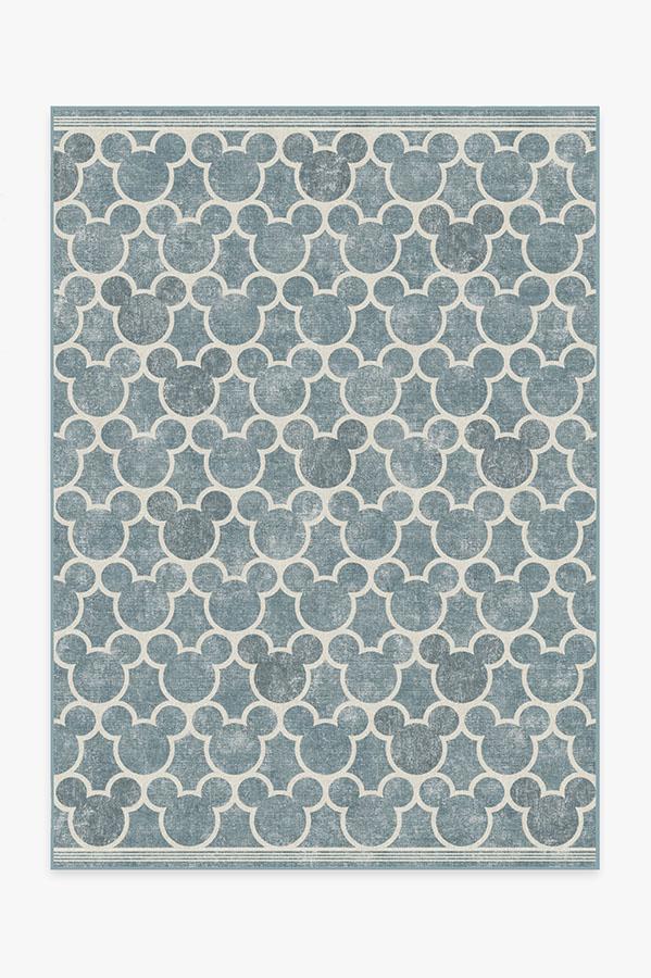 Tapis plat tissé de caractère moderne avec motif silhouette à treillis en bleu ardoise pour chambre d'enfant et salon