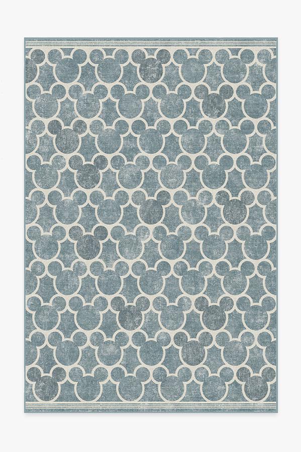 Tapis plat tissé de caractère moderne avec motif silhouette à treillis en bleu ardoise pour chambre d'enfant et salon