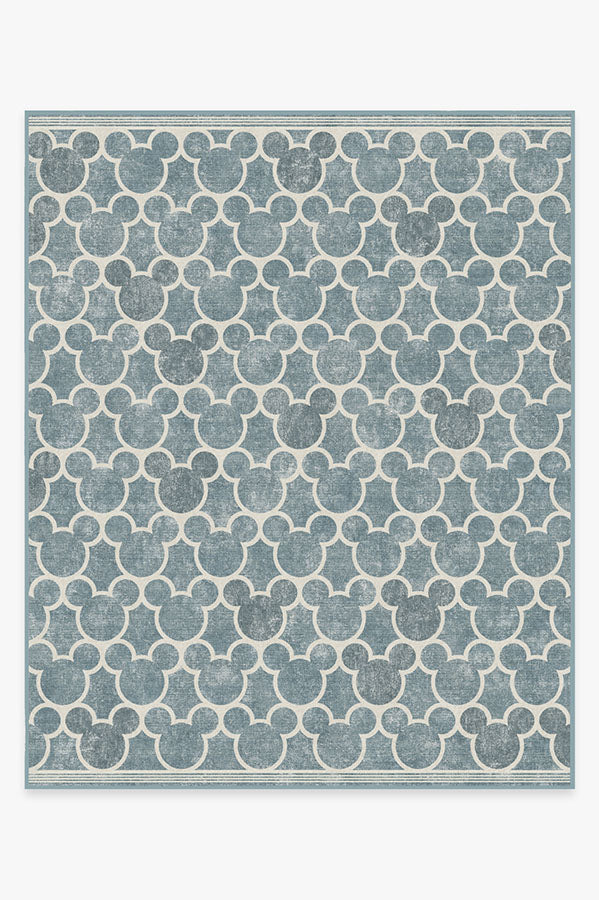 Tapis plat tissé de caractère moderne avec motif silhouette à treillis en bleu ardoise pour chambre d'enfant et salon