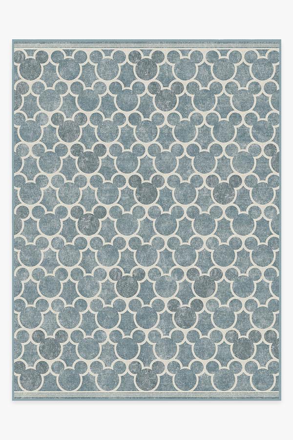 Tapis plat tissé de caractère moderne avec motif silhouette à treillis en bleu ardoise pour chambre d'enfant et salon