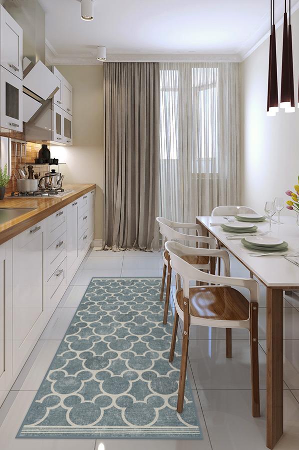 Tapis plat tissé de caractère moderne avec motif silhouette à treillis en bleu ardoise pour chambre d'enfant et salon