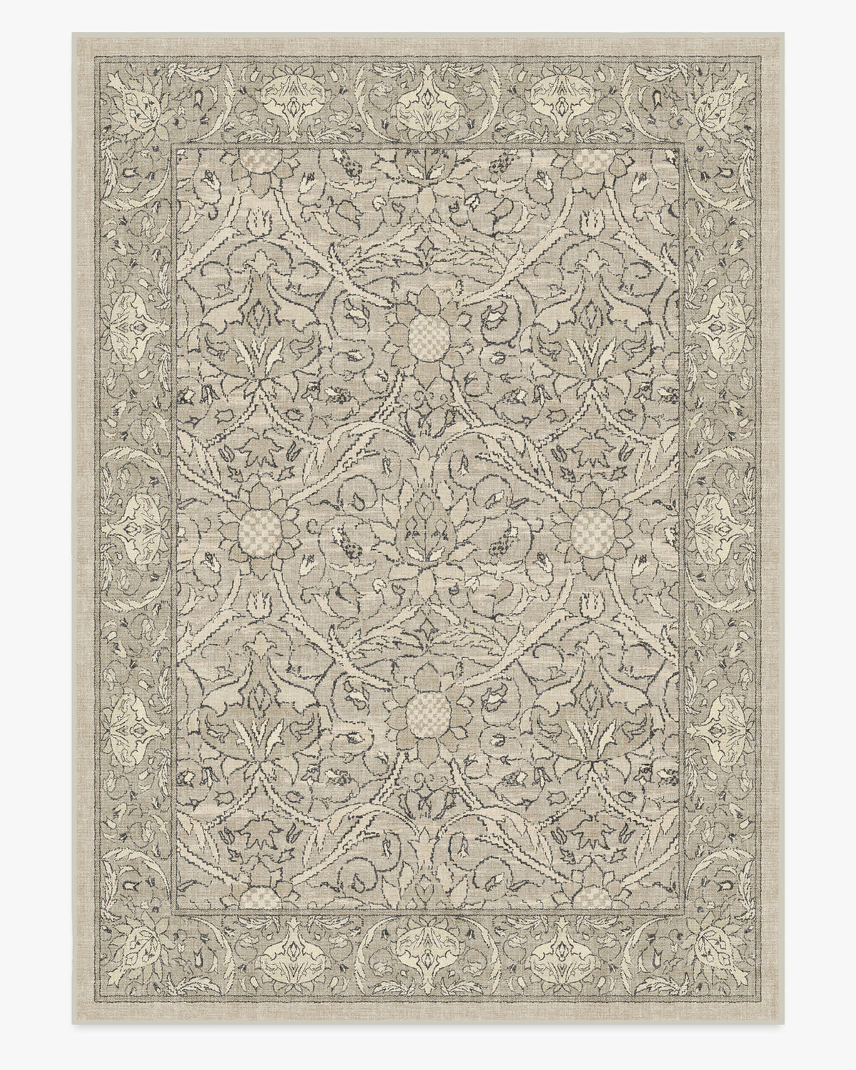 Tapis tissé plat traditionnel britannique avec motif floral de vigne lavable en pierre naturelle pour salon et bureau