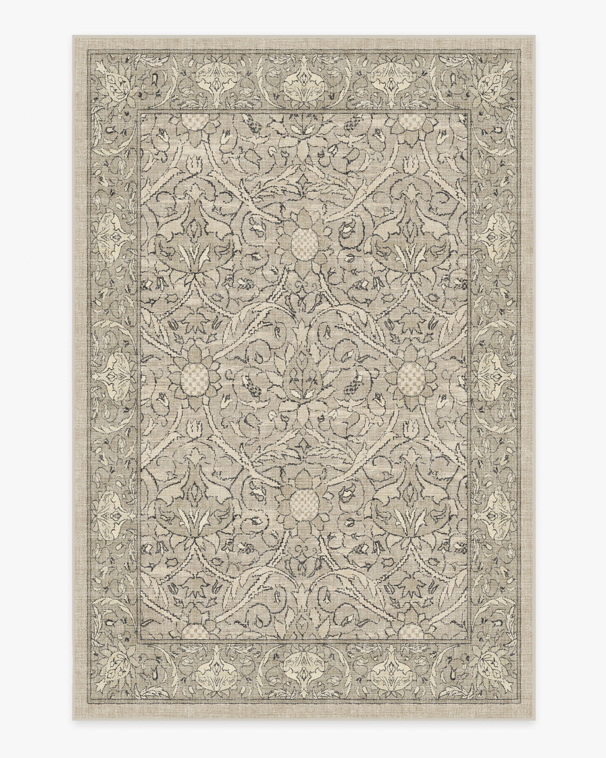 Tapis tissé plat traditionnel britannique avec motif floral de vigne lavable en pierre naturelle pour salon et bureau