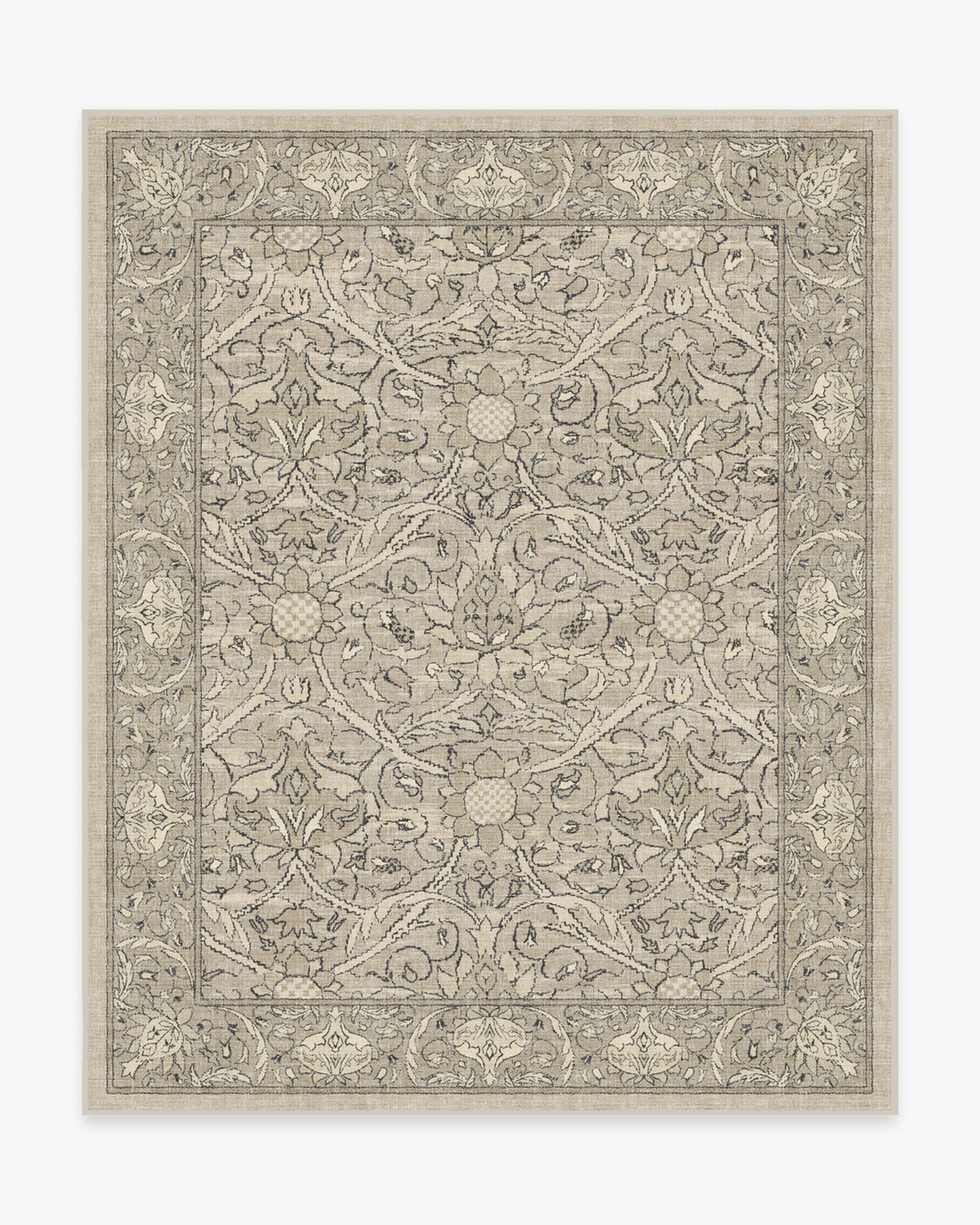 Tapis tissé plat traditionnel britannique avec motif floral de vigne lavable en pierre naturelle pour salon et bureau