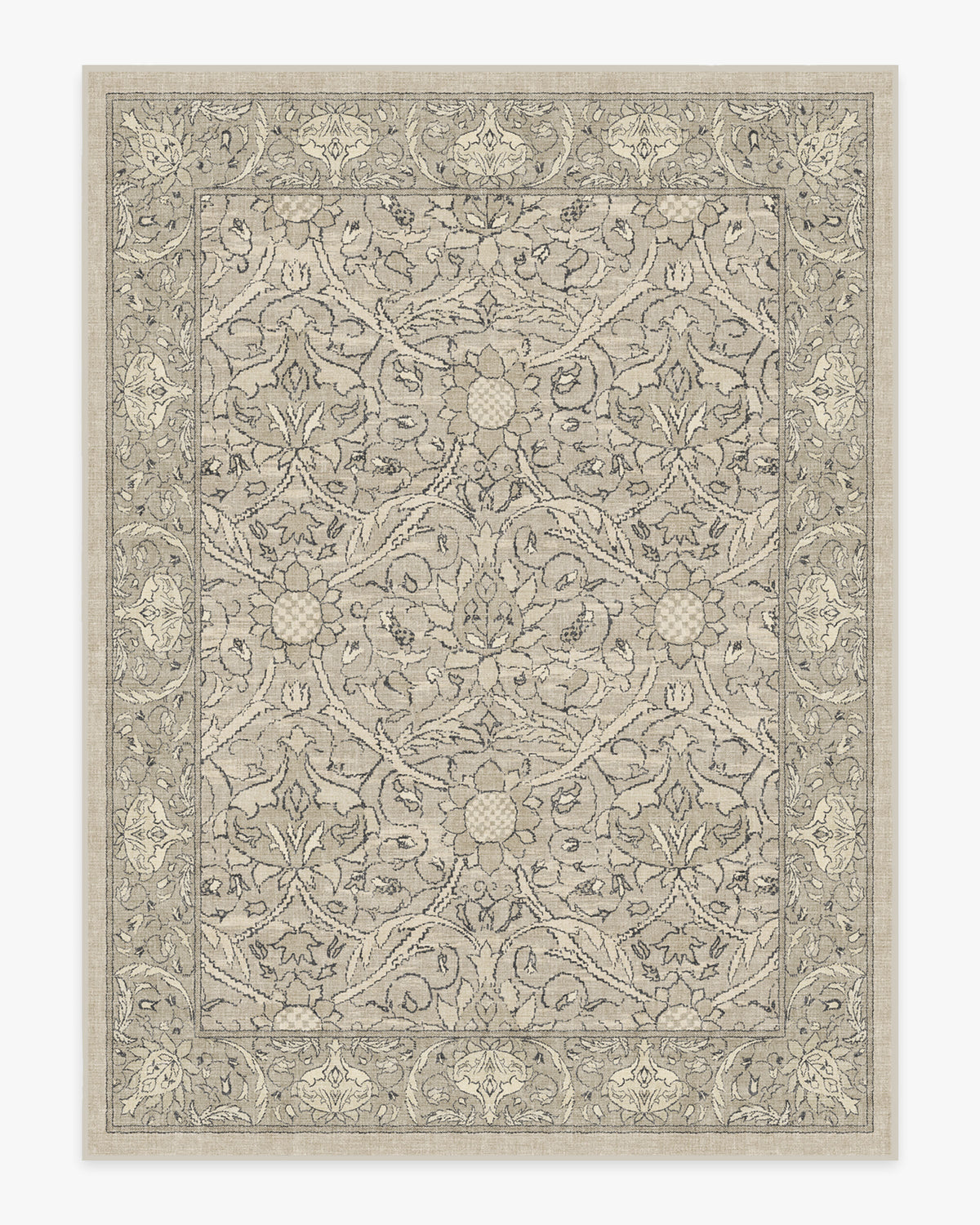 Tapis tissé plat traditionnel britannique avec motif floral de vigne lavable en pierre naturelle pour salon et bureau