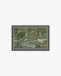 Tapis tissé à plat British Arts & Crafts avec tapisserie lavable d'animaux de la forêt en vert pour salon et bureau