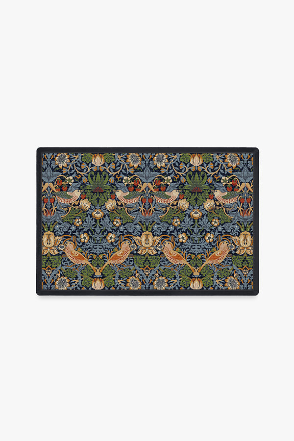Paillasson lavable British Heritage avec imprimé oiseau et fruits indigo pour entrée et porche