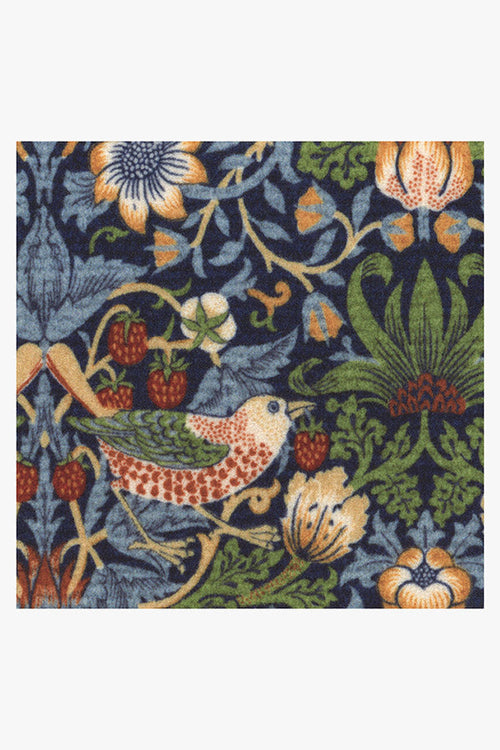 Paillasson lavable British Heritage avec imprimé oiseau et fruits indigo pour entrée et porche