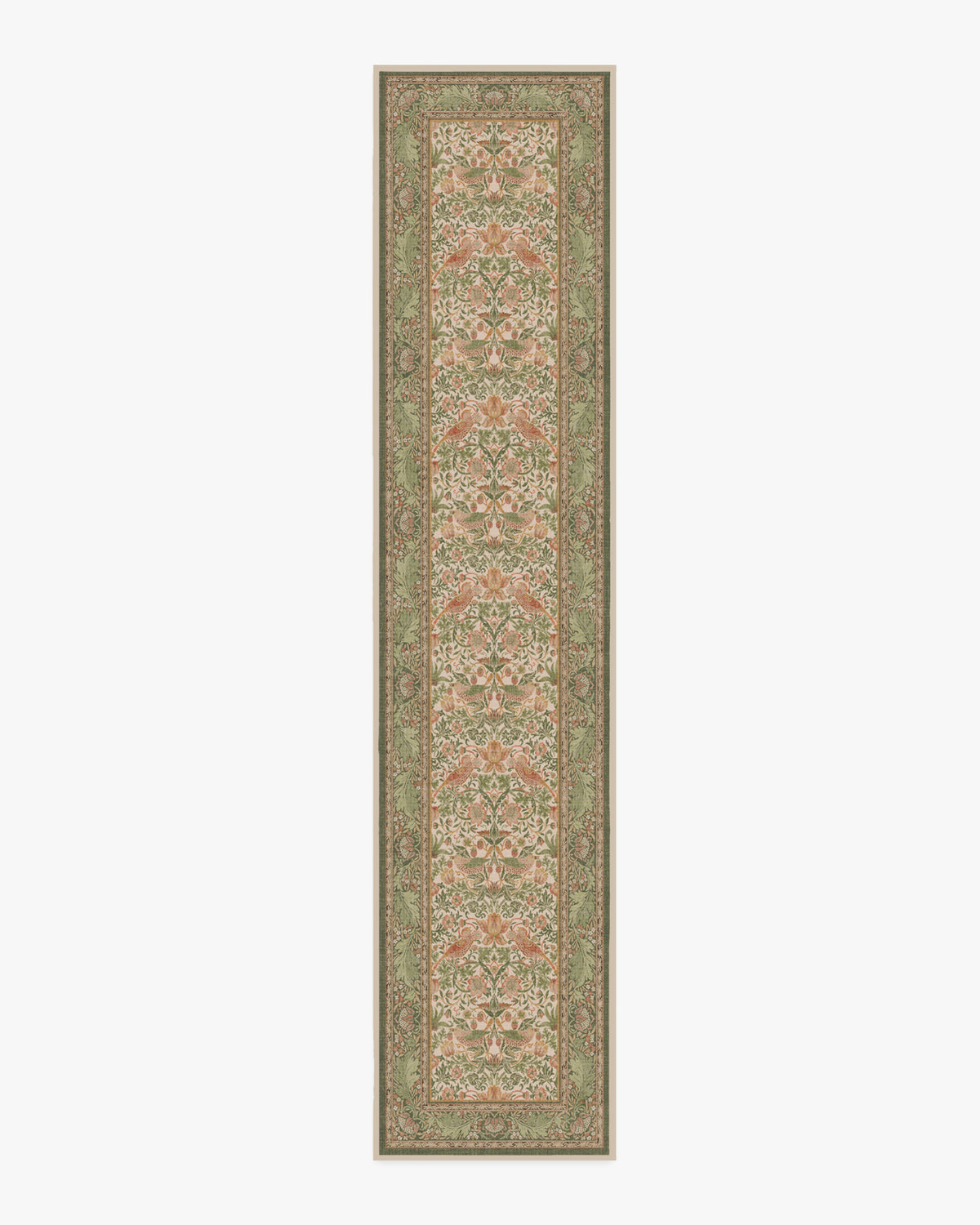Tapis tissé plat britannique avec imprimé lavable sauge rose oiseau et fruits pour salon et bureau