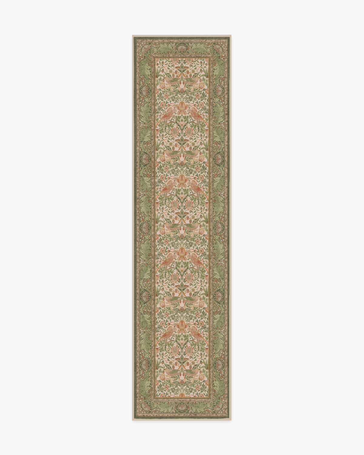 Tapis tissé plat britannique avec imprimé lavable sauge rose oiseau et fruits pour salon et bureau