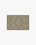 Tapis tissé à plat British Garden avec motif végétal or pierre lavable pour salon et bureau