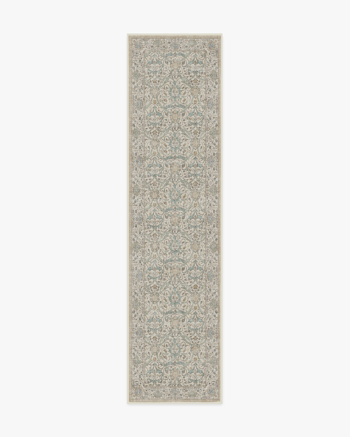 Tapis britannique traditionnel tissé à plat avec motif de vigne botanique lavable en jade naturel pour le salon et le bureau