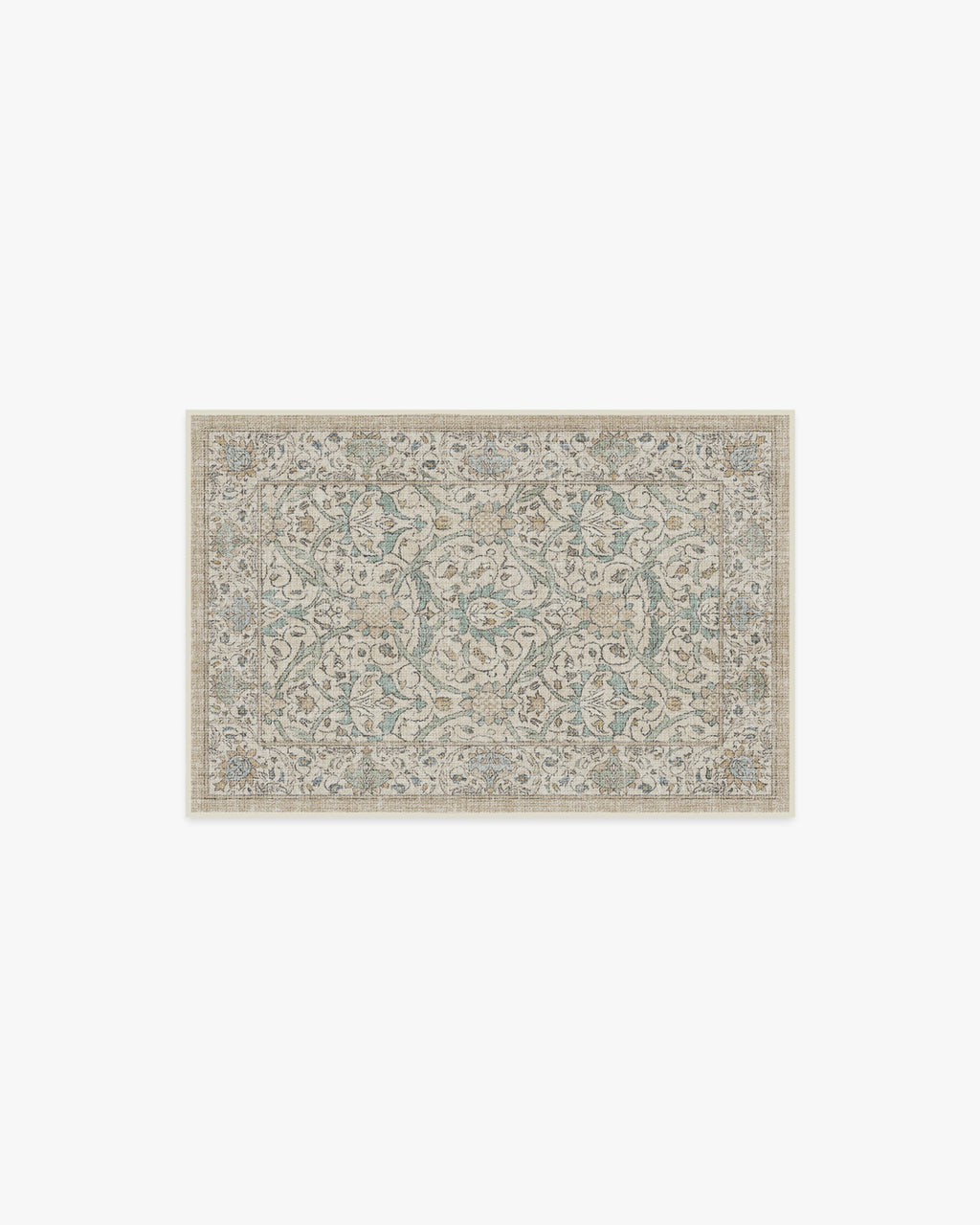 Tapis britannique traditionnel tissé à plat avec motif de vigne botanique lavable en jade naturel pour le salon et le bureau