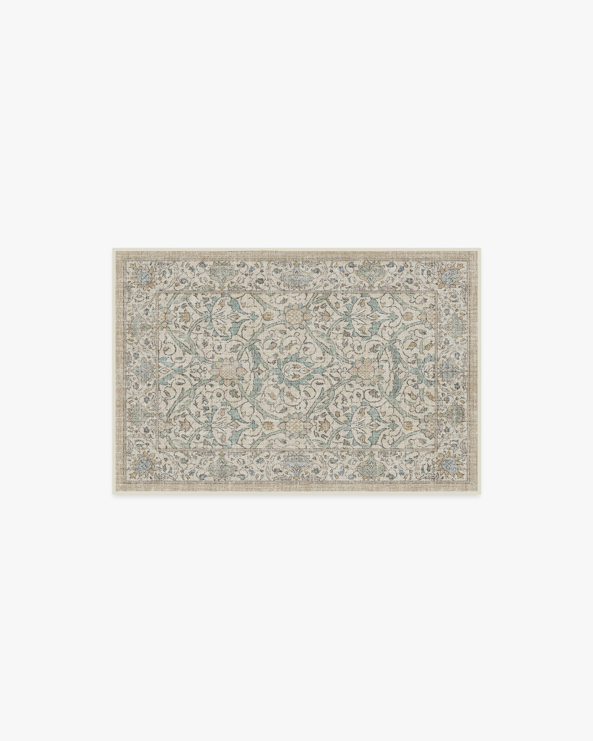 Tapis britannique traditionnel tissé à plat avec motif de vigne botanique lavable en jade naturel pour le salon et le bureau