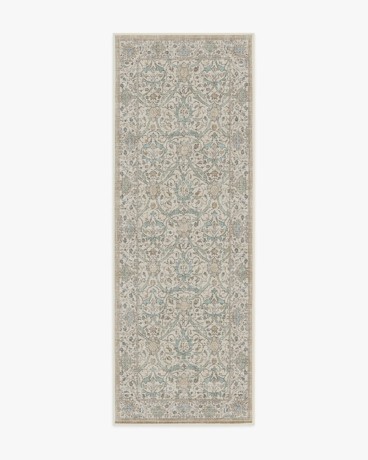 Tapis britannique traditionnel tissé à plat avec motif de vigne botanique lavable en jade naturel pour le salon et le bureau