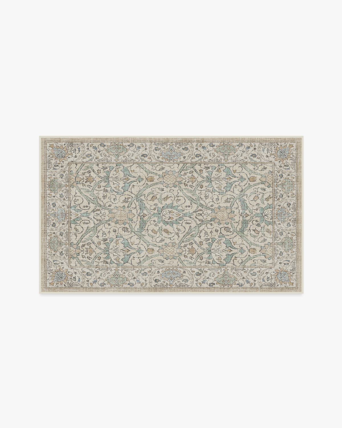 Tapis britannique traditionnel tissé à plat avec motif de vigne botanique lavable en jade naturel pour le salon et le bureau